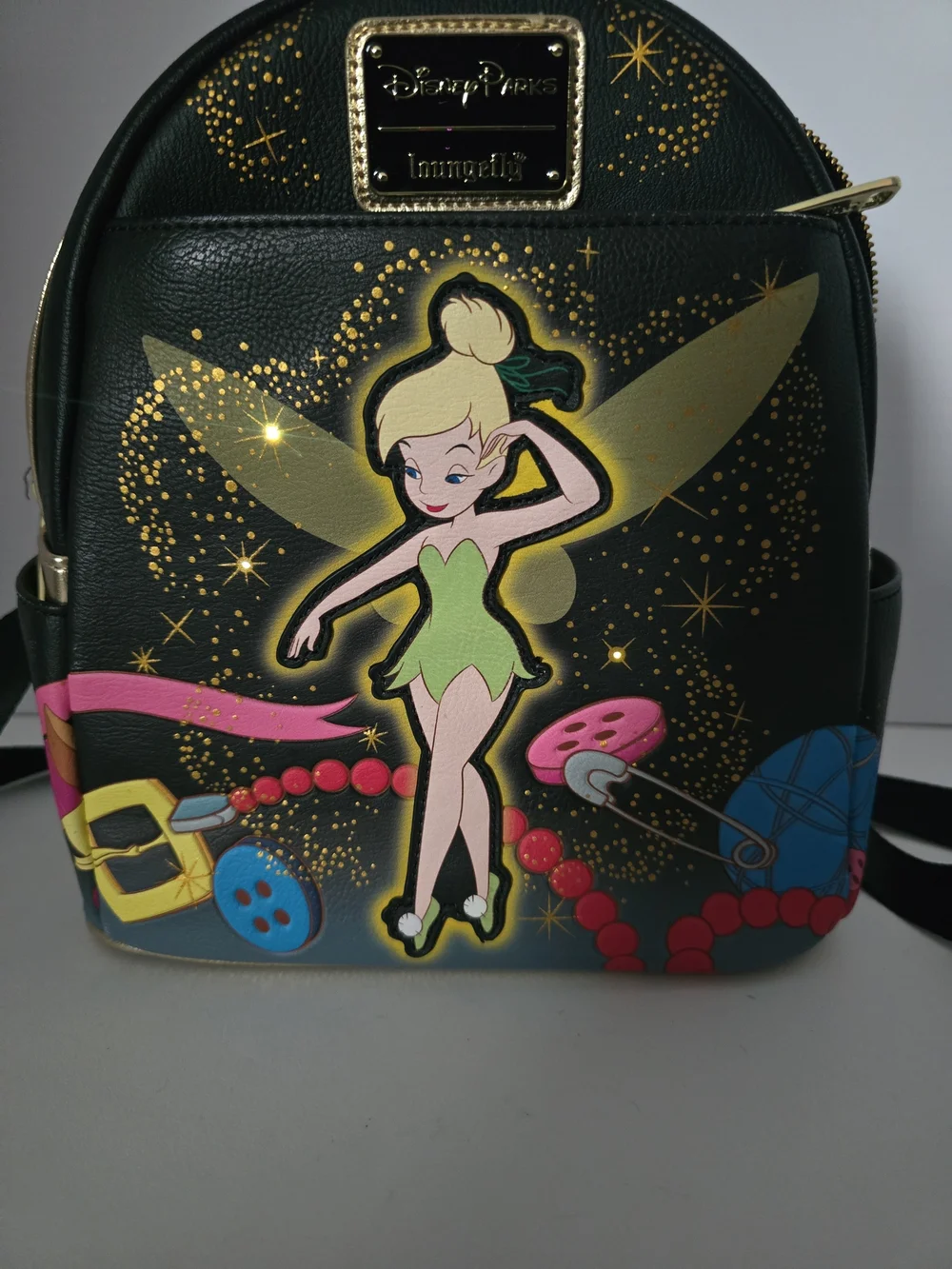Loungefly Disney Tinker Bell Black Mini Backpack Lights Up